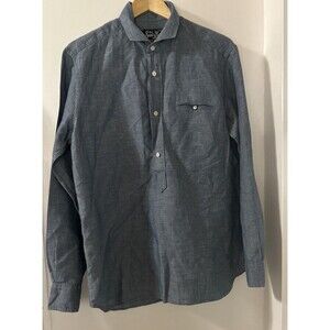 MC2 Saint Barth Chambray Linen/Cotton Shirt Men Large Long Sleeve Italy Blue LG
